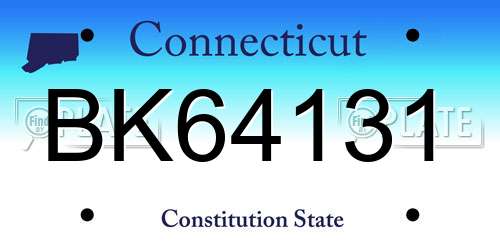 BK64131 Connecticut License Plate
