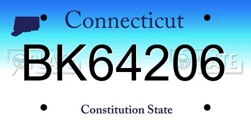 BK64206 Connecticut License Plate