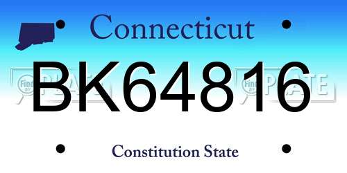 BK64816 Connecticut License Plate