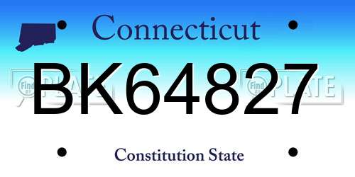 BK64827 Connecticut License Plate