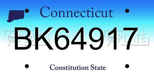 BK64917 Connecticut License Plate