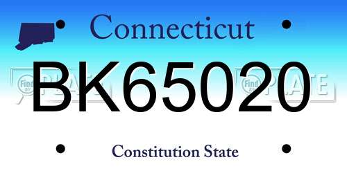BK65020 Connecticut License Plate