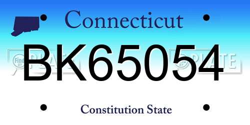 BK65054 Connecticut License Plate