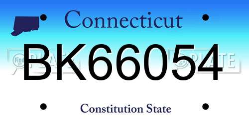 BK66054 Connecticut License Plate
