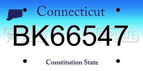 BK66547 Connecticut License Plate