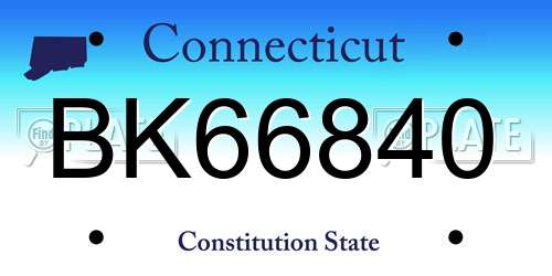 BK66840 Connecticut License Plate