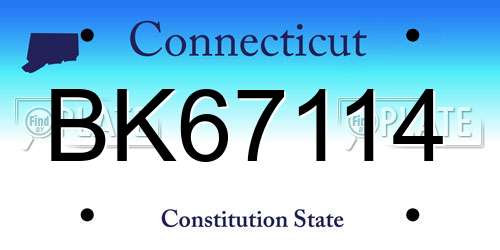 BK67114 Connecticut License Plate
