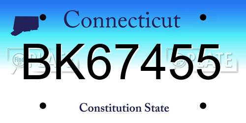 BK67455 Connecticut License Plate