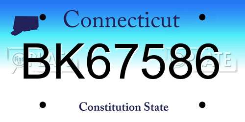BK67586 Connecticut License Plate