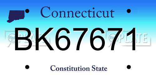 BK67671 Connecticut License Plate