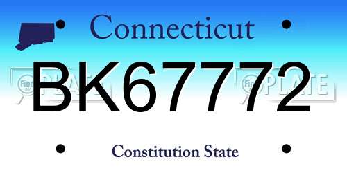 BK67772 Connecticut License Plate
