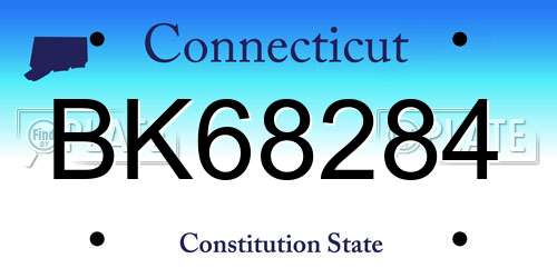 BK68284 Connecticut License Plate