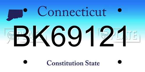 BK69121 Connecticut License Plate