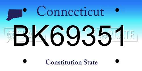 BK69351 Connecticut License Plate