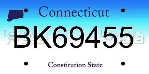 BK69455 Connecticut License Plate