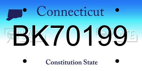 BK70199 Connecticut License Plate