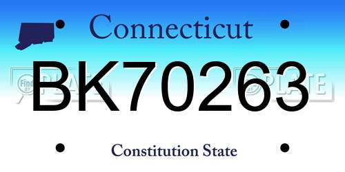 BK70263 Connecticut License Plate