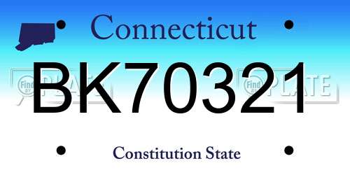 BK70321 Connecticut License Plate