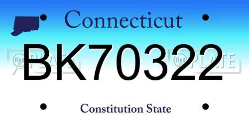 BK70322 Connecticut License Plate