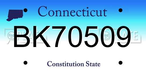 BK70509 Connecticut License Plate