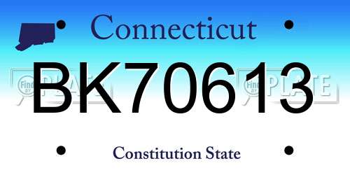 BK70613 Connecticut License Plate
