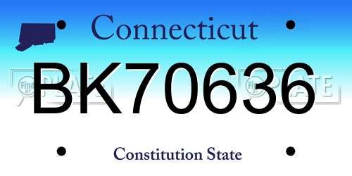 BK70636 Connecticut License Plate