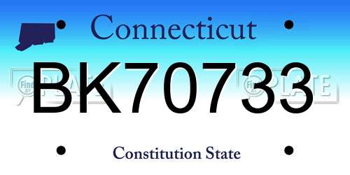 BK70733 Connecticut License Plate