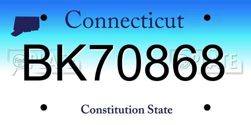 BK70868 Connecticut License Plate