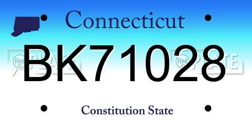 BK71028 Connecticut License Plate