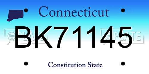 BK71145 Connecticut License Plate