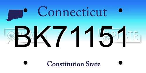 BK71151 Connecticut License Plate