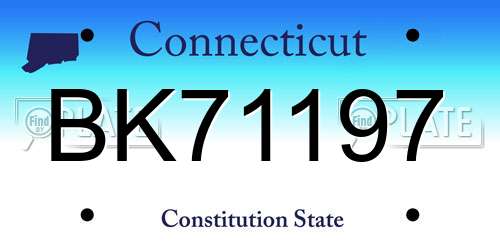 BK71197 Connecticut License Plate