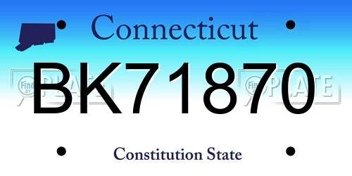 BK71870 Connecticut License Plate