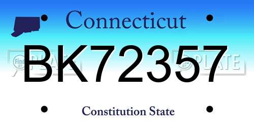 BK72357 Connecticut License Plate