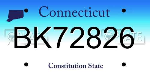 BK72826 Connecticut License Plate