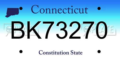BK73270 Connecticut License Plate
