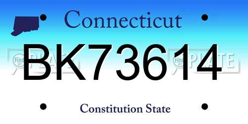 BK73614 Connecticut License Plate