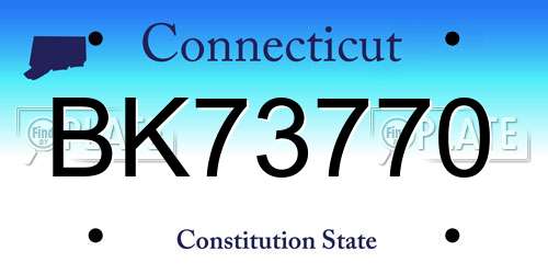BK73770 Connecticut License Plate