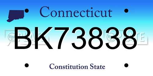 BK73838 Connecticut License Plate