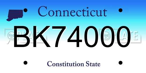 BK74000 Connecticut License Plate