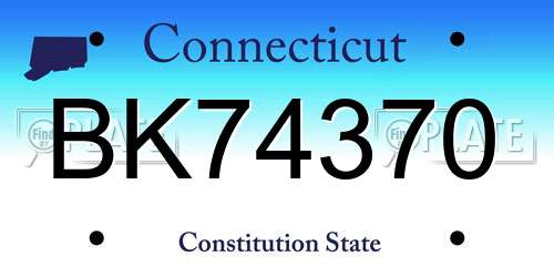 BK74370 Connecticut License Plate