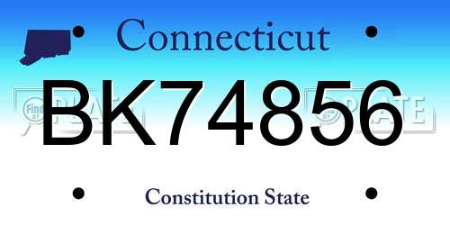 BK74856 Connecticut License Plate