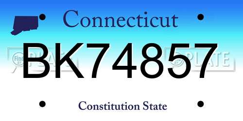 BK74857 Connecticut License Plate