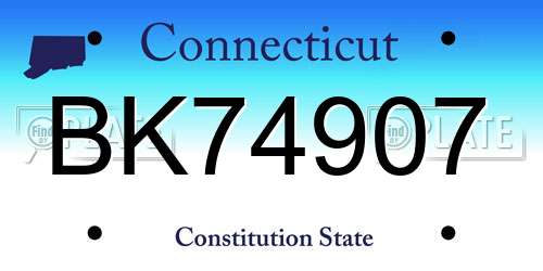 BK74907 Connecticut License Plate