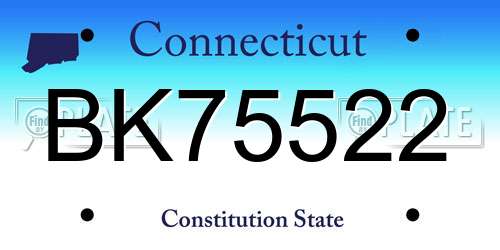 BK75522 Connecticut License Plate