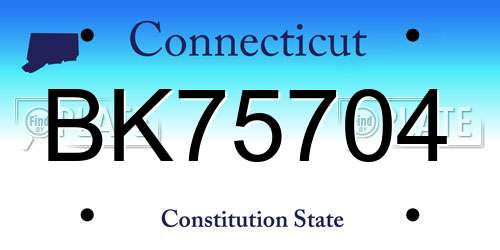 BK75704 Connecticut License Plate
