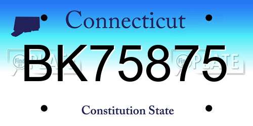 BK75875 Connecticut License Plate