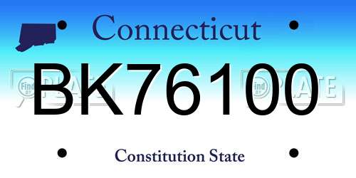 BK76100 Connecticut License Plate