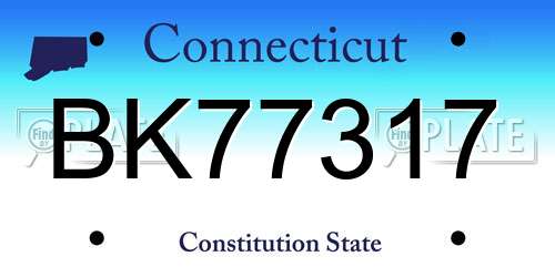 BK77317 Connecticut License Plate