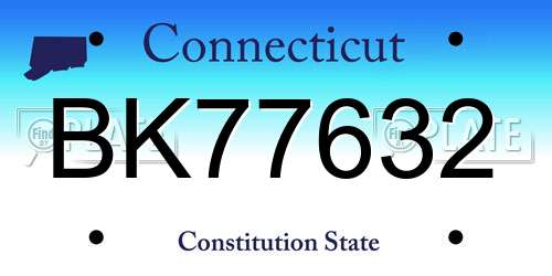 BK77632 Connecticut License Plate